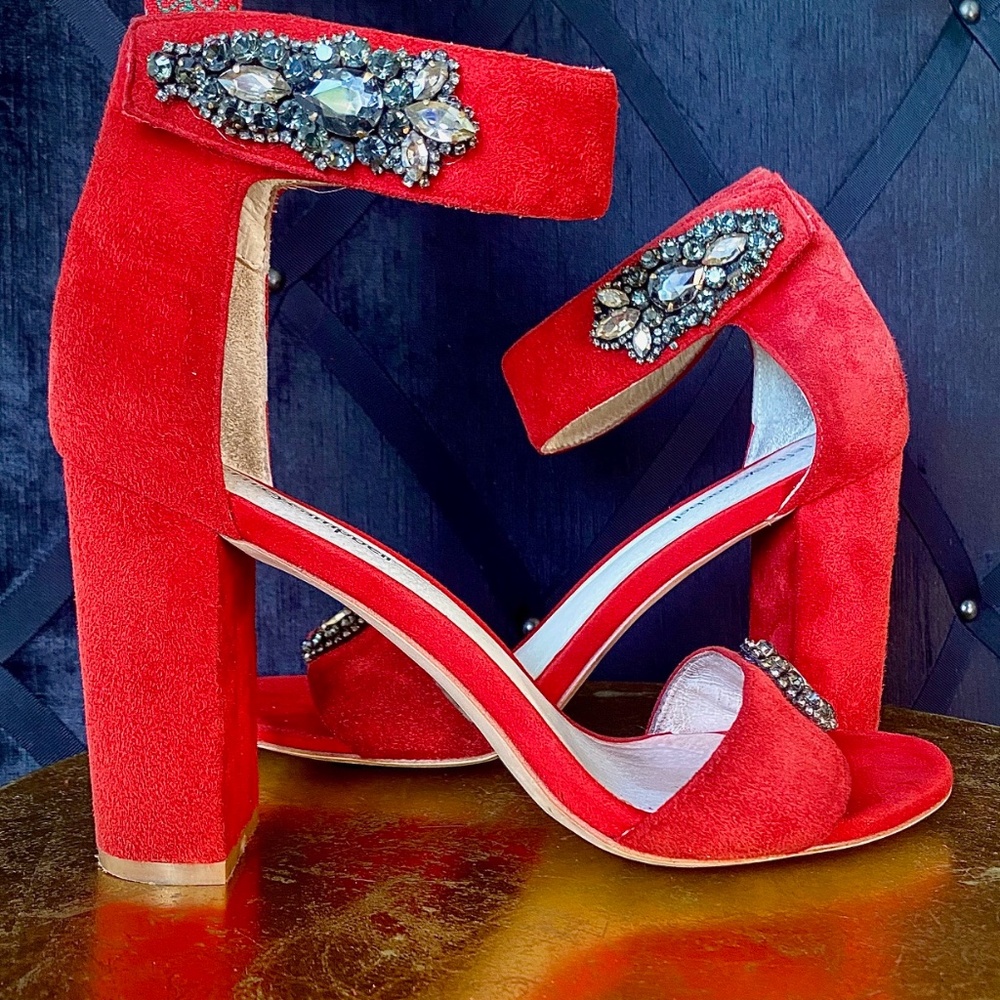Jeffrey Campbell Red Suede Heels Size 8 - Pimped Out by DLux!